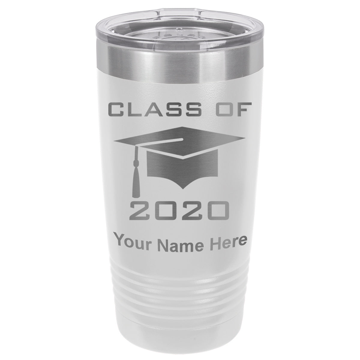 20oz Vacuum Insulated Tumbler Mug, Grad Cap Class of 2020, 2021, 2022, 2023 2024, 2025, Personalized Engraving Included