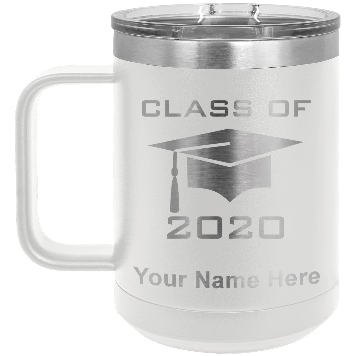 15oz Vacuum Insulated Coffee Mug, Grad Cap Personalized Engraving Included