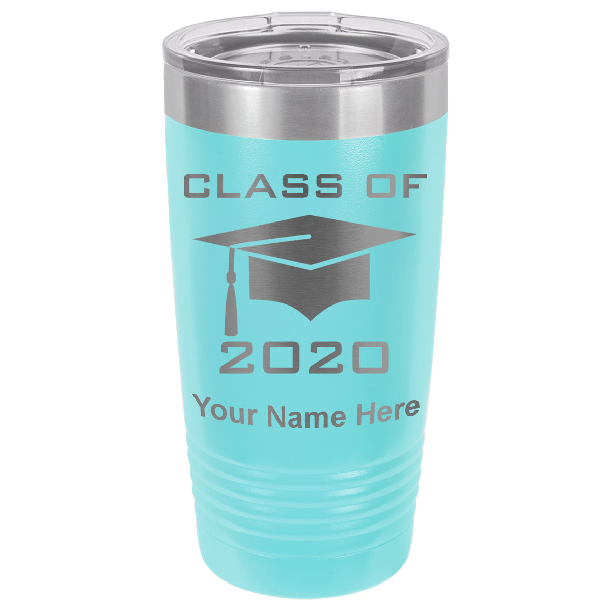 20oz Vacuum Insulated Tumbler Mug, Grad Cap Class of 2020, 2021, 2022, 2023 2024, 2025, Personalized Engraving Included
