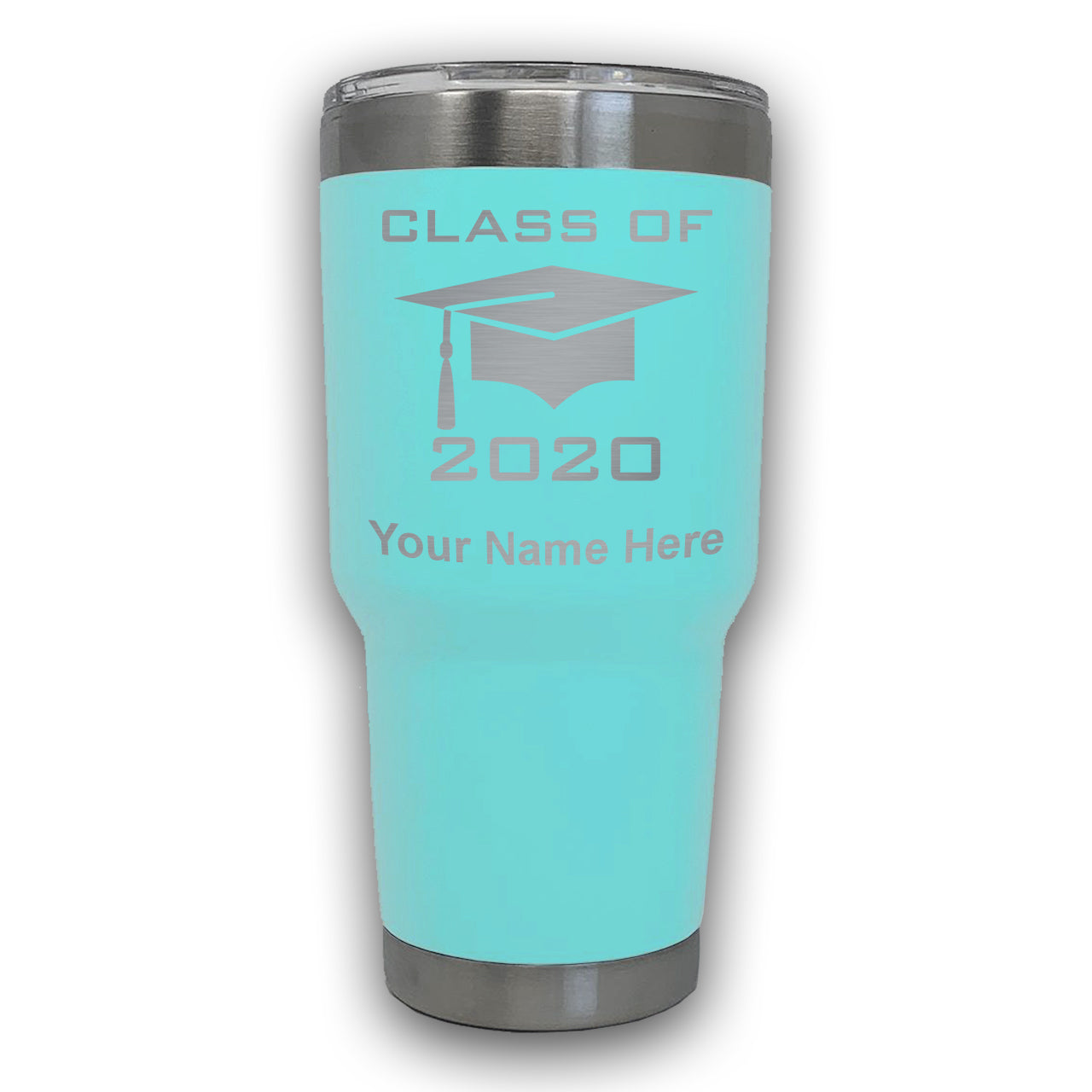 LaserGram 30oz Tumbler Mug, Grad Cap  Personalized Engraving Included