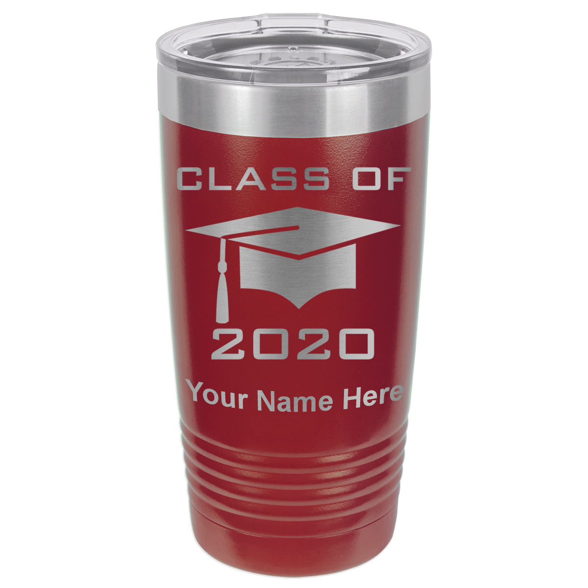 20oz Vacuum Insulated Tumbler Mug, Grad Cap Class of 2020, 2021, 2022, 2023 2024, 2025, Personalized Engraving Included