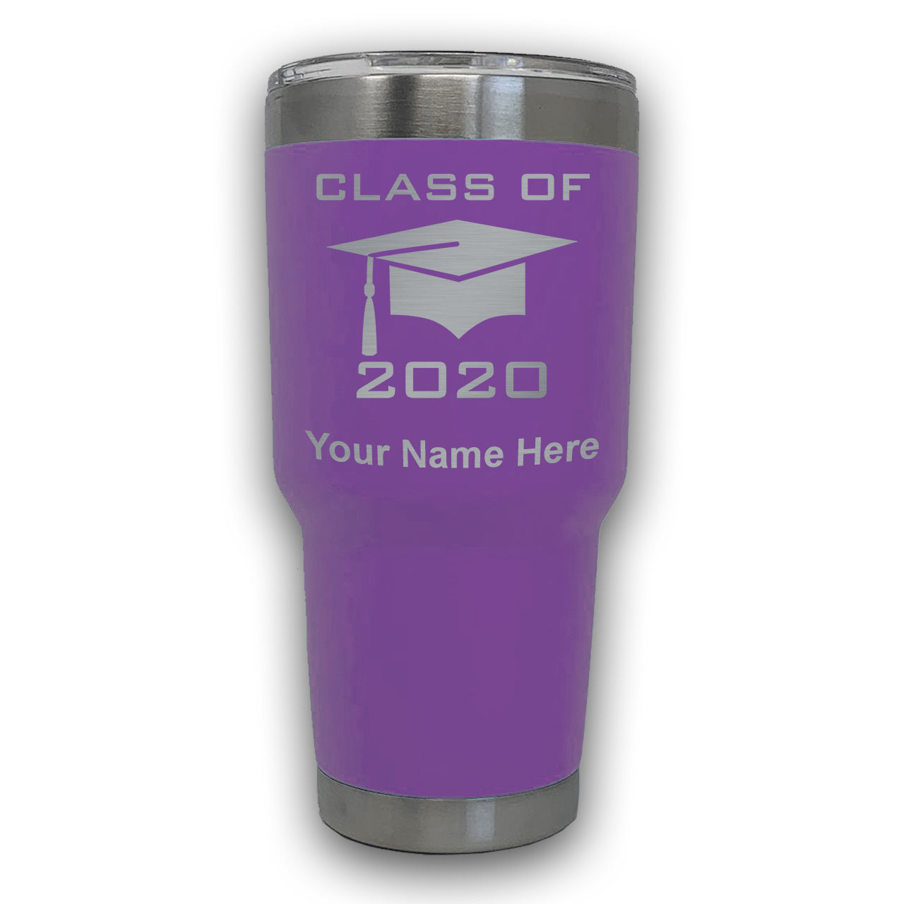 LaserGram 30oz Tumbler Mug, Grad Cap  Personalized Engraving Included