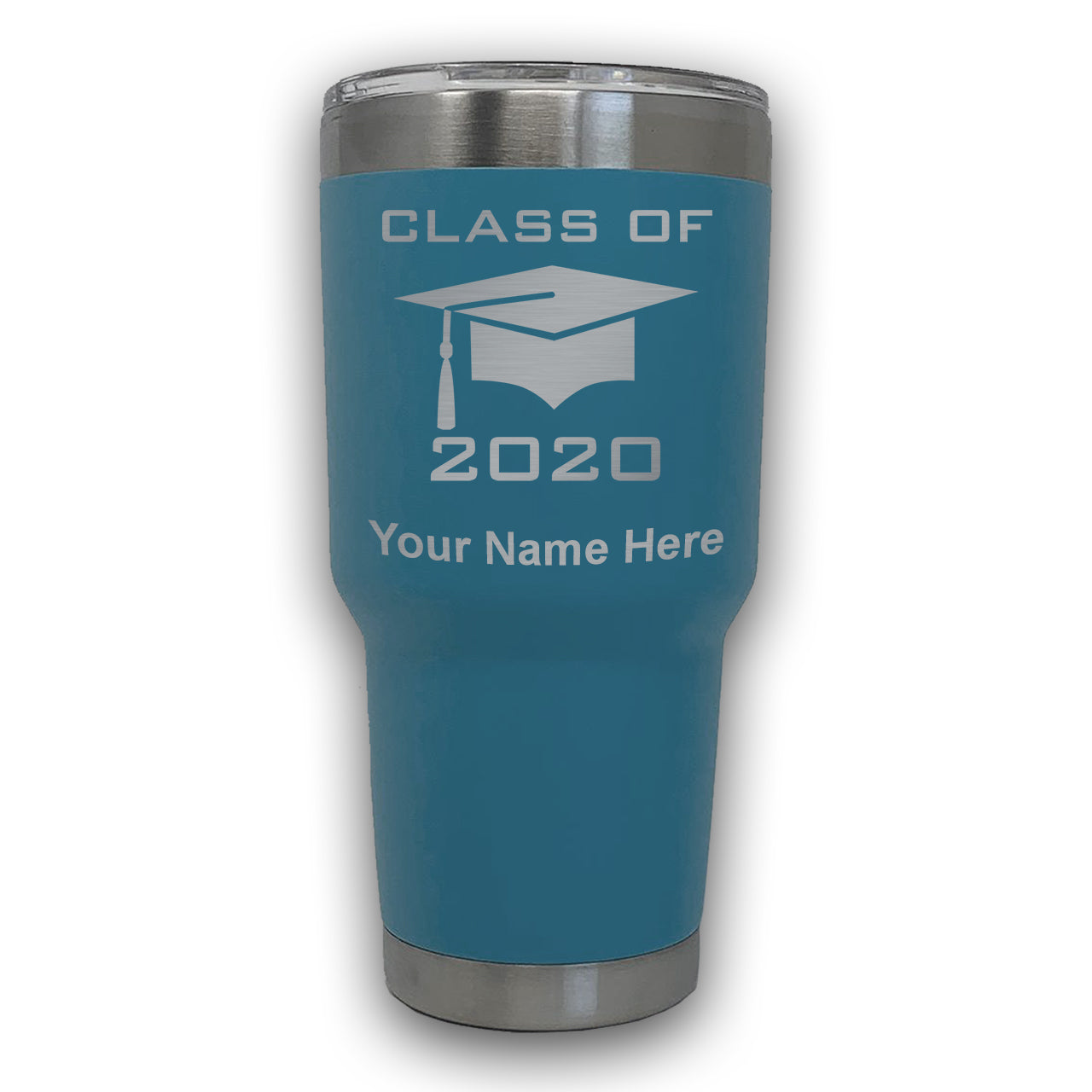 LaserGram 30oz Tumbler Mug, Grad Cap  Personalized Engraving Included