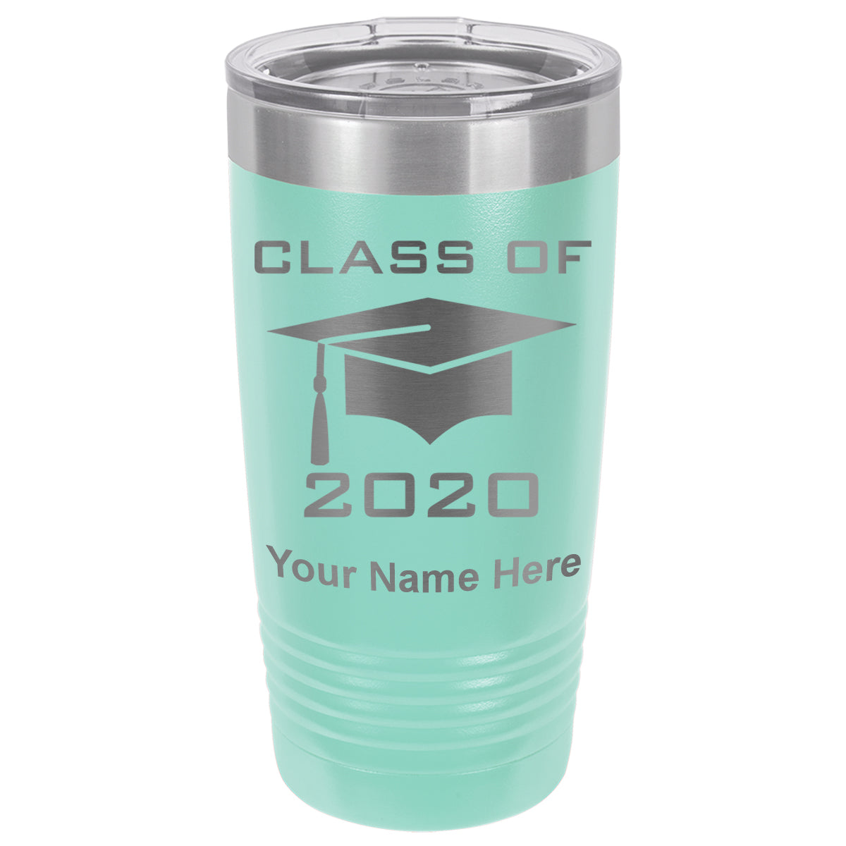 20oz Vacuum Insulated Tumbler Mug, Grad Cap Class of 2020, 2021, 2022, 2023 2024, 2025, Personalized Engraving Included