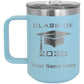 15oz Vacuum Insulated Coffee Mug, Grad Cap Personalized Engraving Included