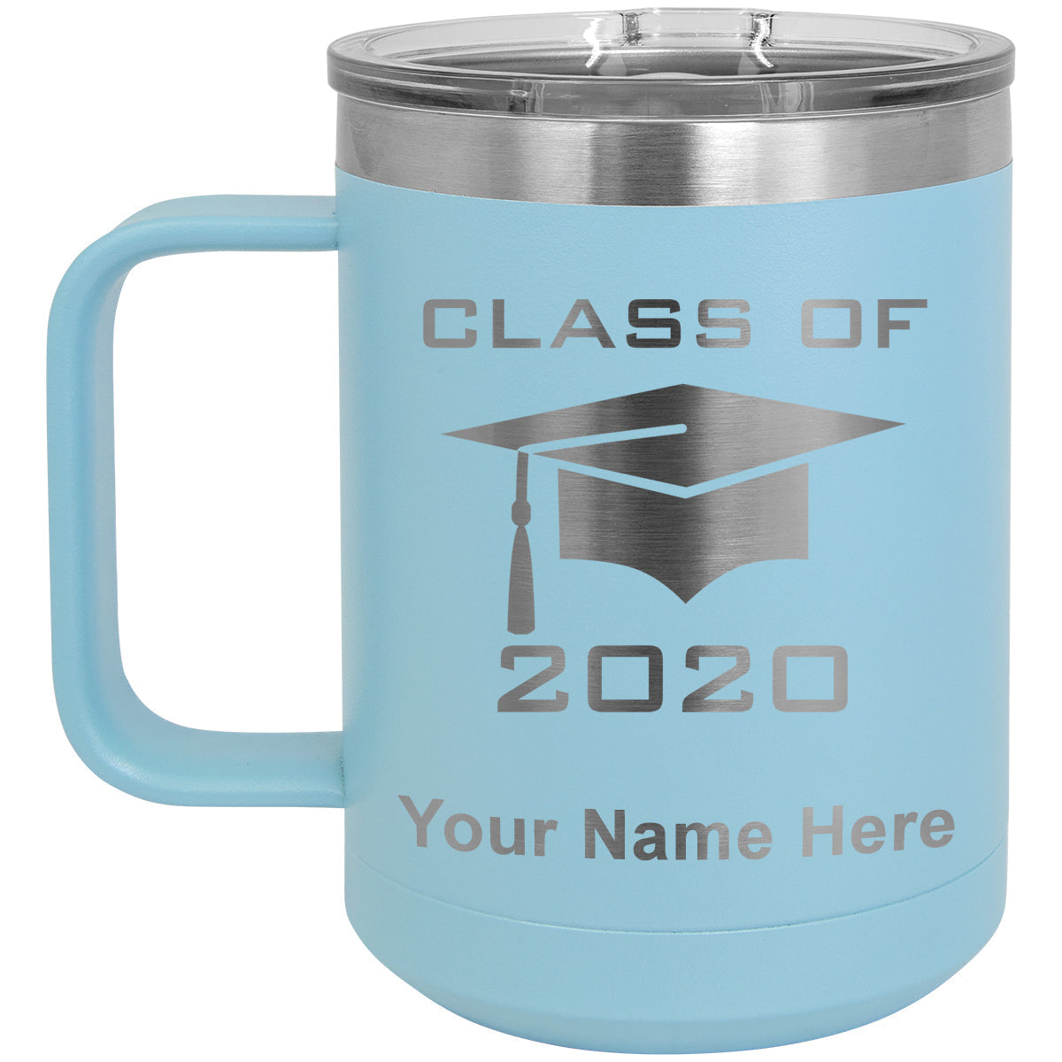 15oz Vacuum Insulated Coffee Mug, Grad Cap Personalized Engraving Included