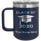 15oz Vacuum Insulated Coffee Mug, Grad Cap Personalized Engraving Included