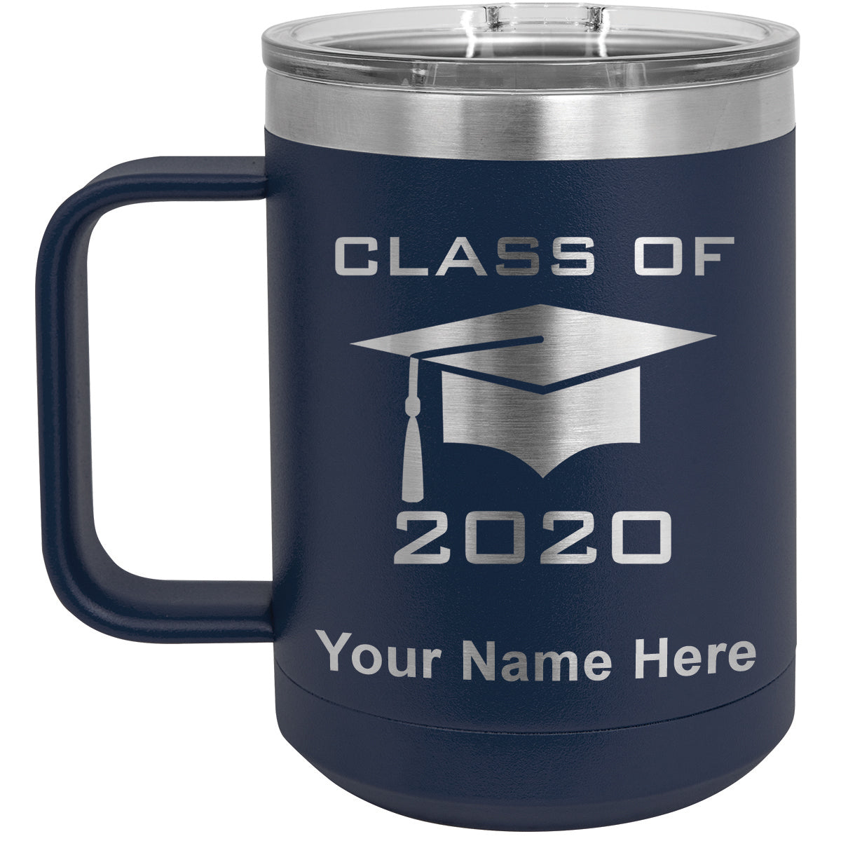 15oz Vacuum Insulated Coffee Mug, Grad Cap Personalized Engraving Included