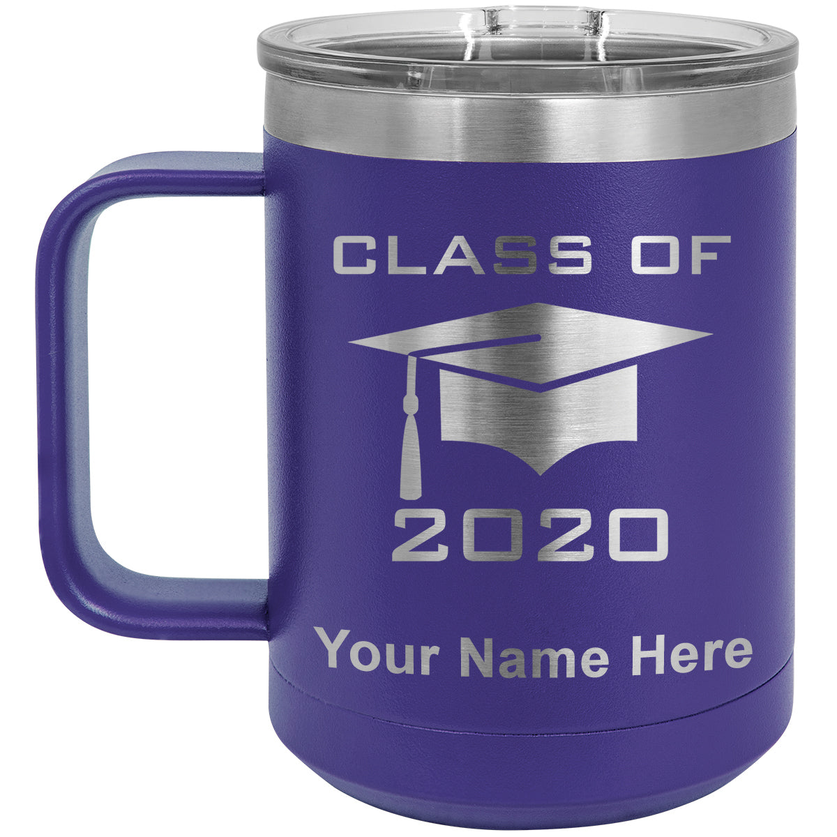 15oz Vacuum Insulated Coffee Mug, Grad Cap Personalized Engraving Included