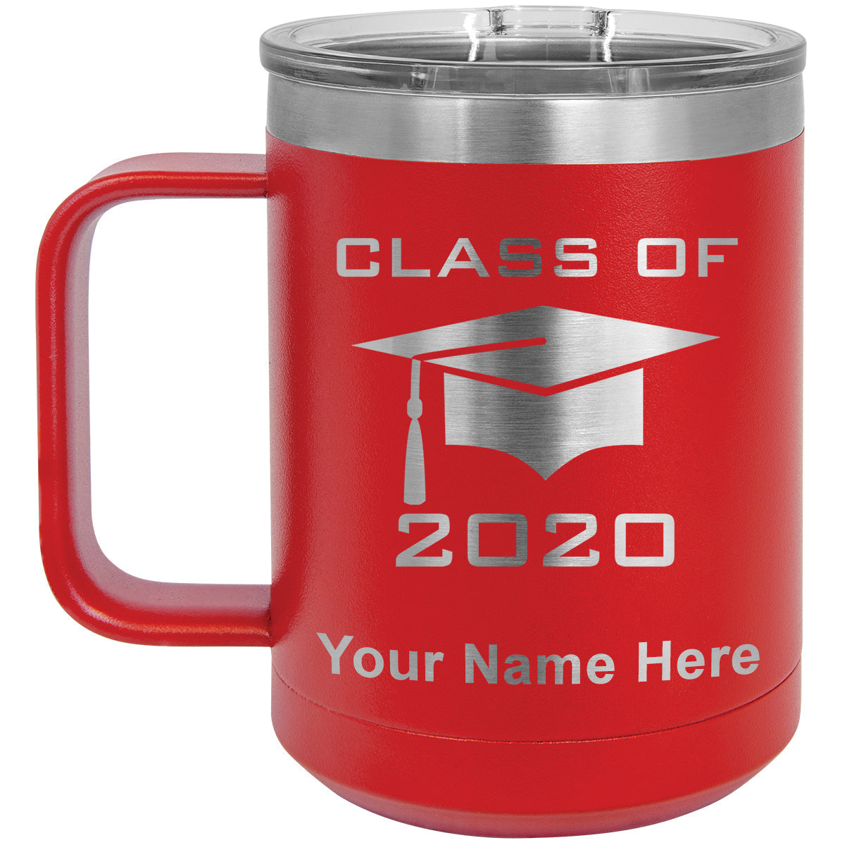 15oz Vacuum Insulated Coffee Mug, Grad Cap Personalized Engraving Included