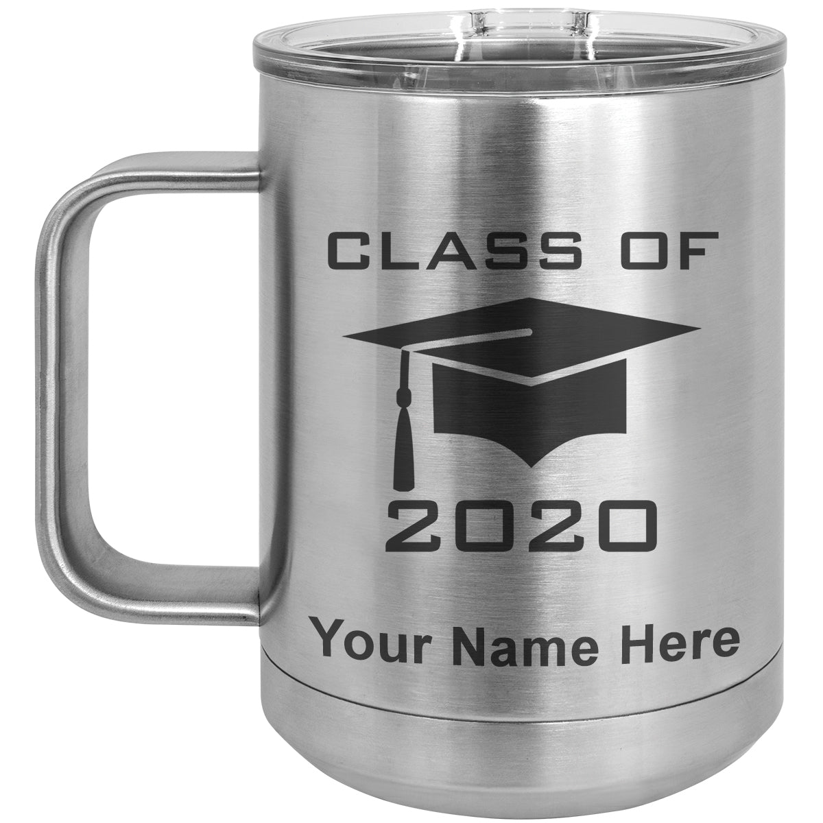 15oz Vacuum Insulated Coffee Mug, Grad Cap Personalized Engraving Included