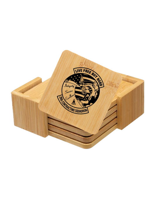 4 Piece Bamboo Coaster Set