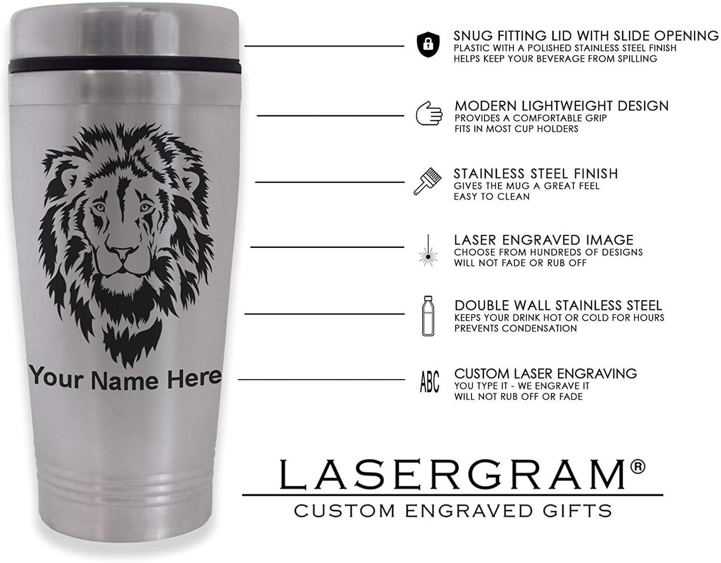 Commuter Travel Mug, Grad Cap Personalized Engraving Included