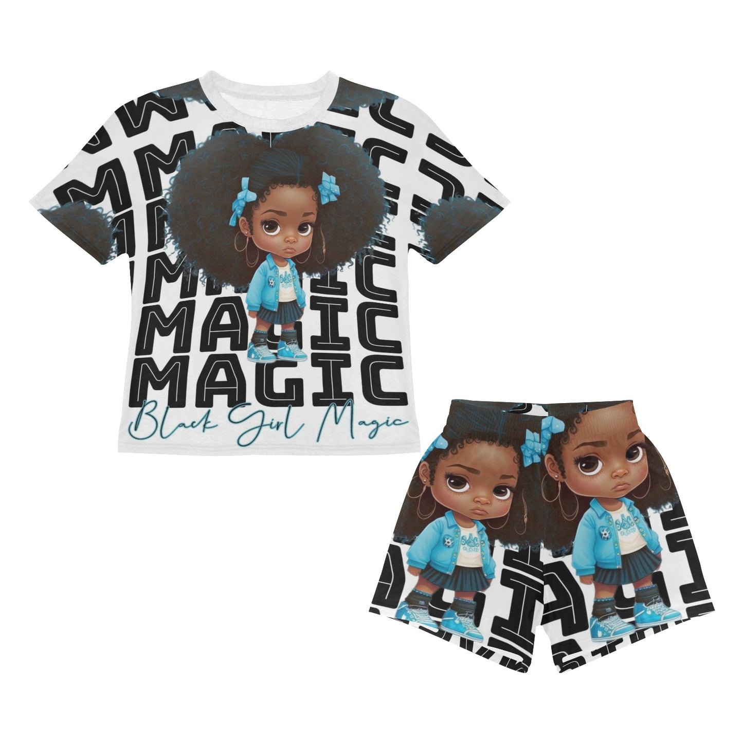 Black girl Magic Pajamas 2 Little Girls' Short Pajama Set